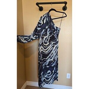 NWT- & OTHER STORIES Women's One Sleeve Asymmetrical Blue Midi Dress Size 12